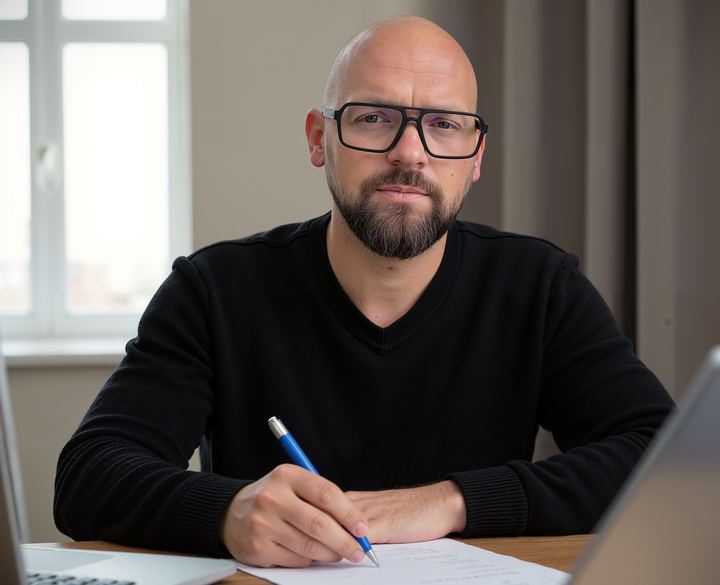 Marcel am Schreibtisch